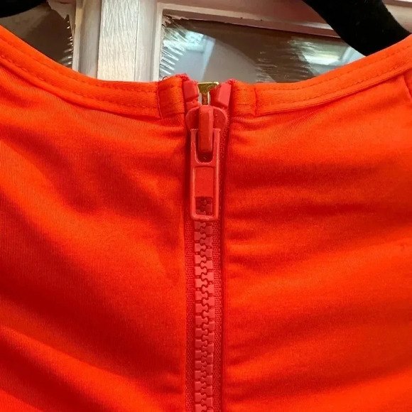 Carmen Marc Valvo Swimsuit High Neck Mesh Modest One Piece Orange Size 10 Medium - Picture 6 of 11